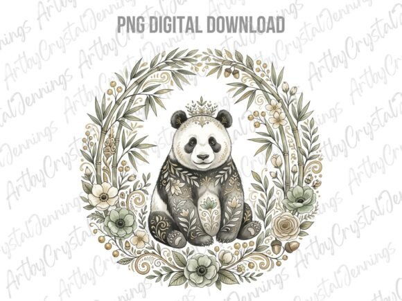 Download Folk Art Panda Floral Wreath PNG - Floral wreath png Collection