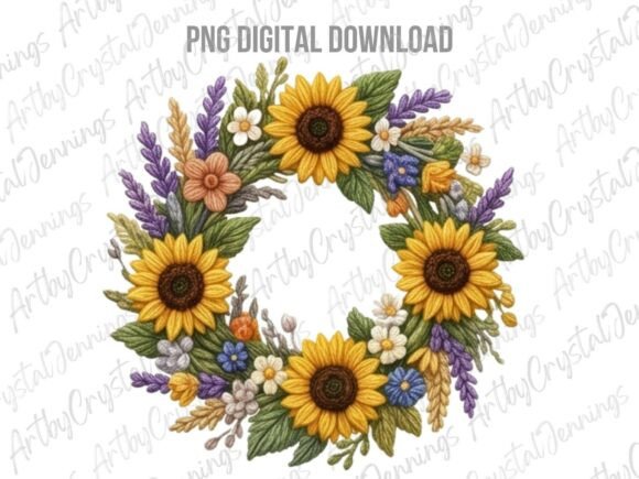 Download Sunflower and Lavender Floral Wreath PNG - Floral wreath png Collection