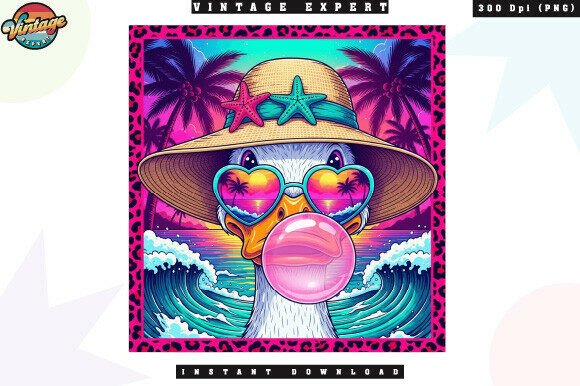 Download Retro Beach Duck Bubblegum Sunset PNG - Premium Resources