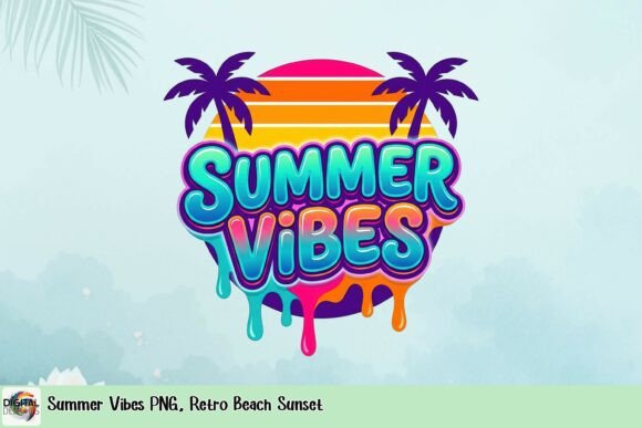 Download Summer Vibes PNG, Retro Beach Sunset - Premium Bundle