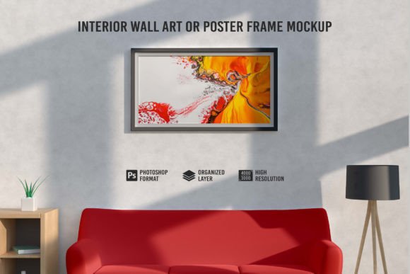 Download Interior Wall Art or Poster Frame Mockup - Interior wall Collection