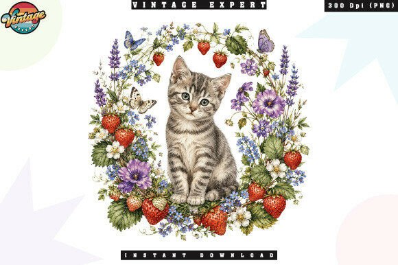Download Cute Kitten Strawberry Floral Wreath PNG - Floral wreath png Collection