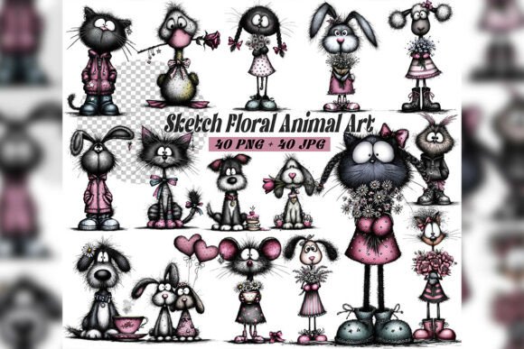 Download Whimsical Floral Animal Clipart Set - Floral animal clipart set Collection
